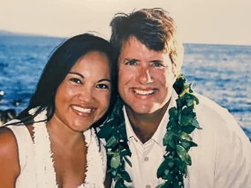 Pam and Ken Roe at their wedding in Hawaii.